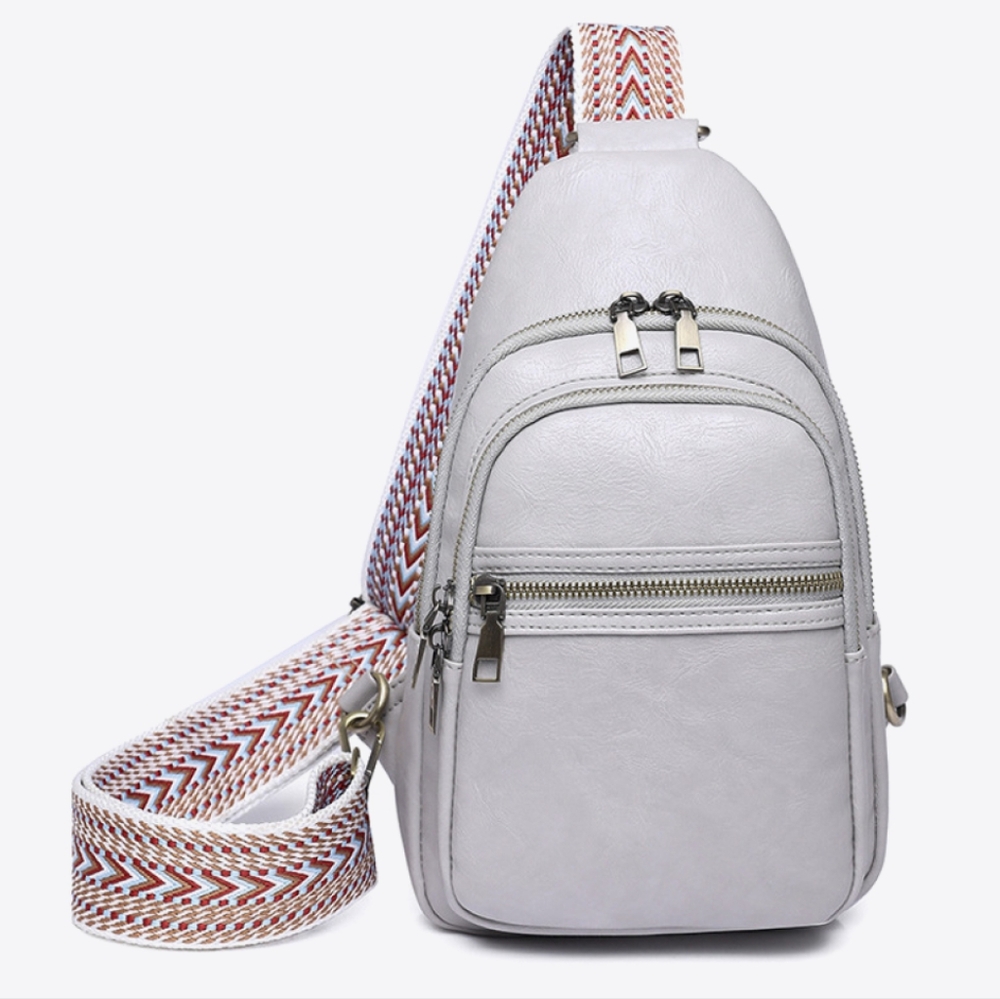 Wide Guitar Strap Vegan Leather Sling Bag Crossbody Shoulder Purse Convertible